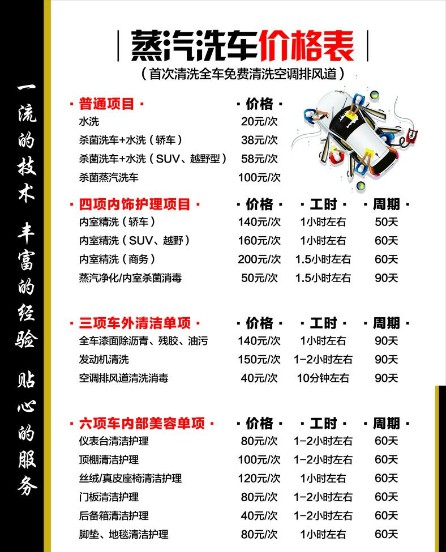 蒸汽洗車價(jià)格表 蒸汽洗車價(jià)格表